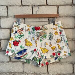 J. Crew "City Fit" Chino Shorts — Hawaii Map Print Size 6